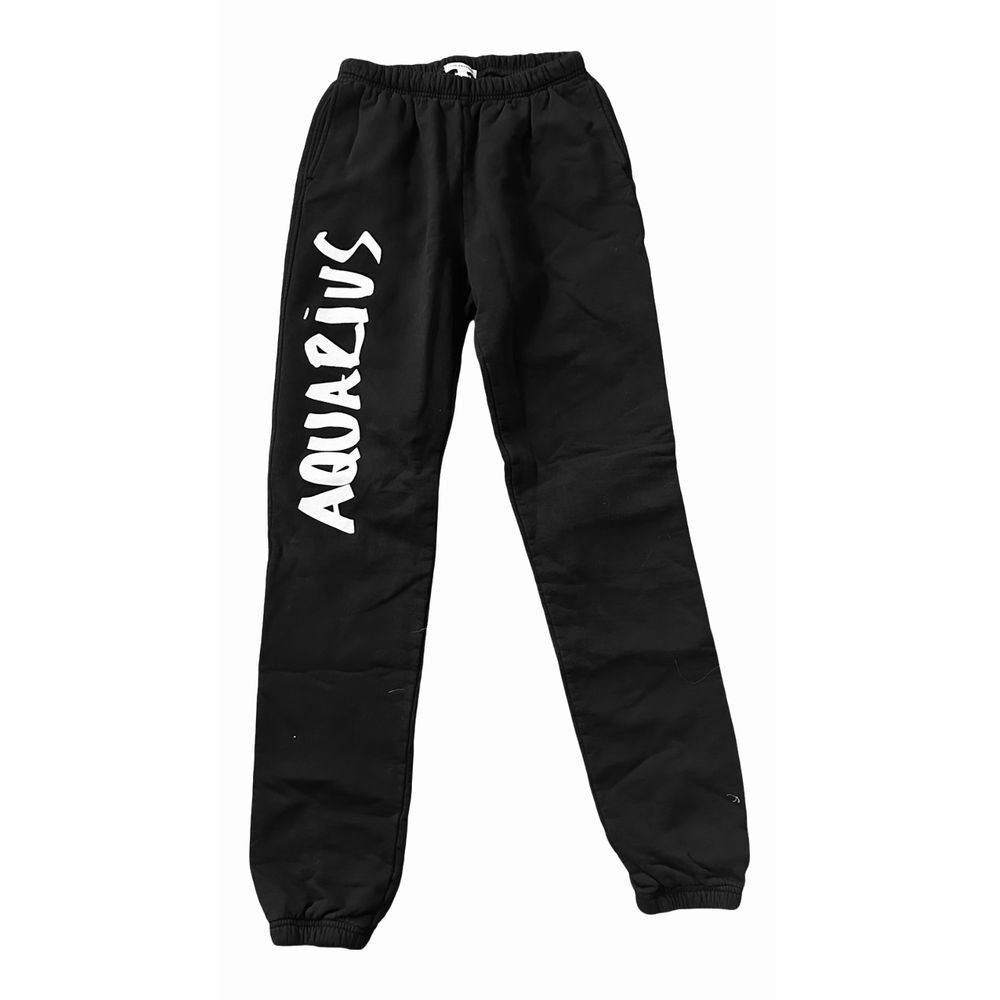 Good American Logo Jogger Sweatpants Black Fleece Lined Athleisure Size 1